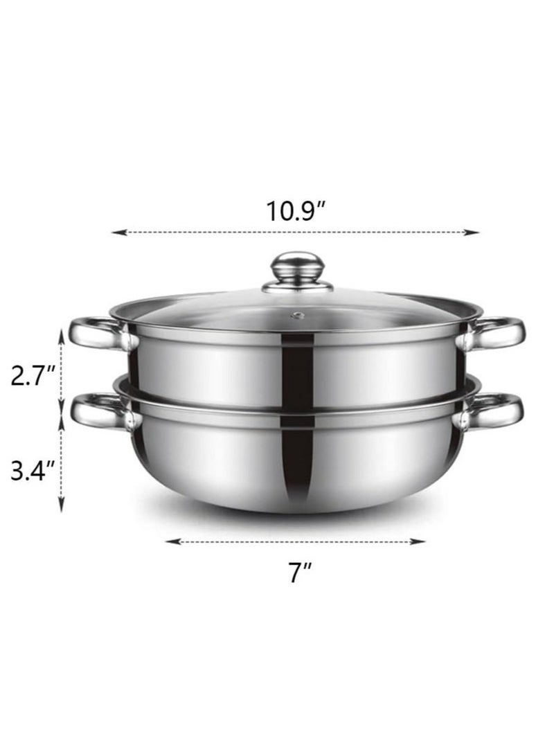 MIXDE Stainless Steel Steamer Cookware, Steamer for Cooking, Stack and Steamer Pot with Lid, Food Steamer, Steamer Saucepot Double Boiler Soup Steaming Pot, Dim Sum Steamer, Veggie Steamer  - Image 2