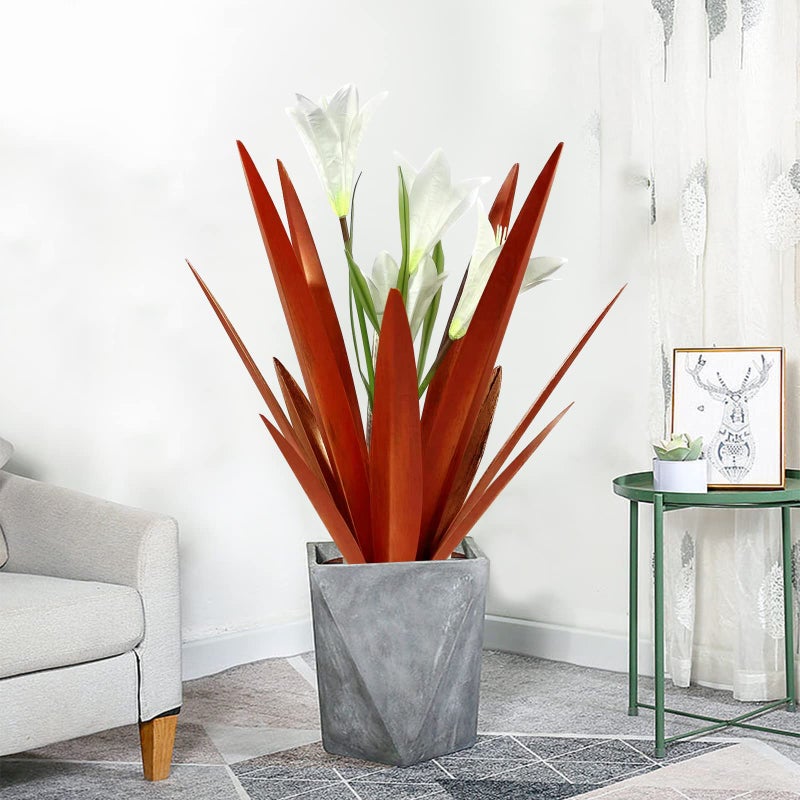 Homight Metal Agave Plant Outdoor Decoration Lily Mexican Yard Art Garden Gift Home Decor Hand Painted Metal Agave Garden Yard Statue, Outdoor Lawn Ornaments (2 Big White Lilies) - Image 5