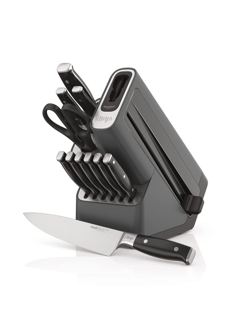 Ninja Ninja K32012 Foodi NeverDull Premium Knife System, 12 Piece Knife Block Set with Built-in Sharpener, German Stainless Steel Knives, Black  - Image 1