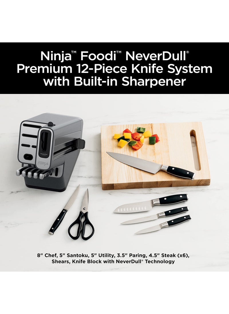 Ninja Ninja K32012 Foodi NeverDull Premium Knife System, 12 Piece Knife Block Set with Built-in Sharpener, German Stainless Steel Knives, Black  - Image 2