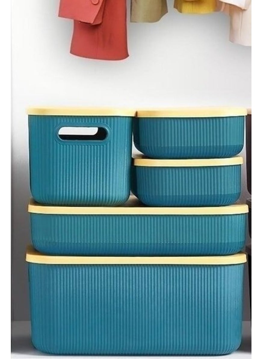 Bayev 1 Piece Storage 6 Lt Green Multi-Purpose Organizer Box with Lid, Decorative Storage Box  - Image 2