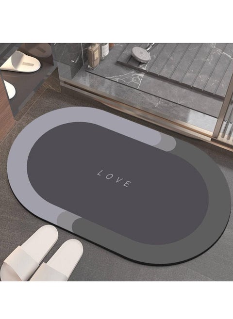 Quick-Drying Floor Mat, Bathroom Mat Water Absorption Microfiber Oval Soft and Thin Non Slip Mat 50x80CM