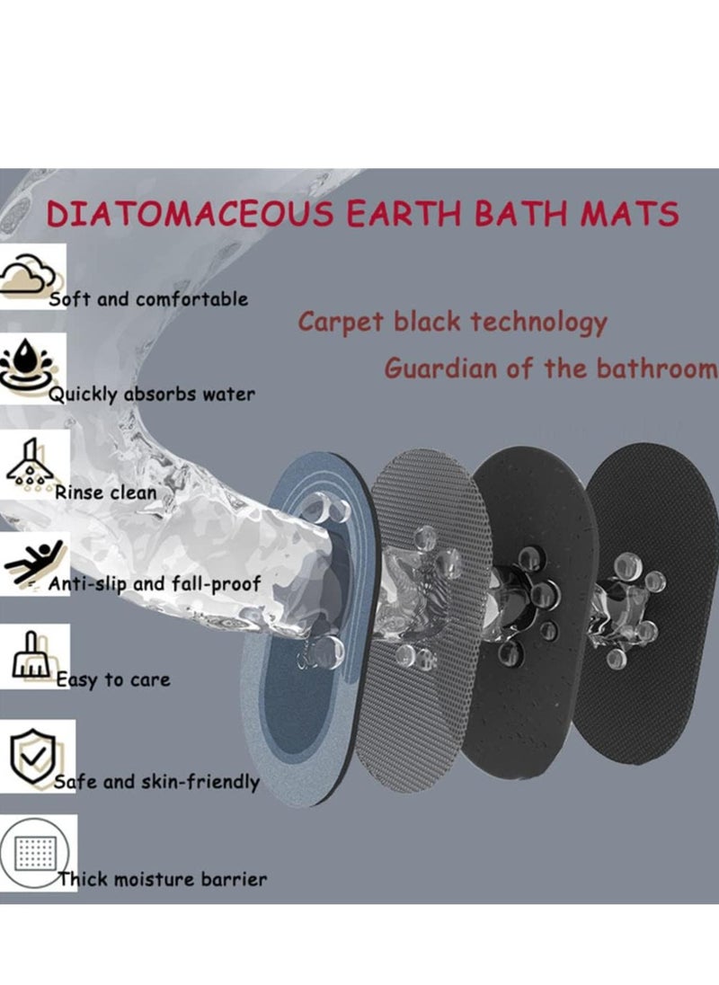 Quick-Drying Floor Mat, Bathroom Mat Water Absorption Microfiber Oval Soft and Thin Non Slip Mat 50x80CM