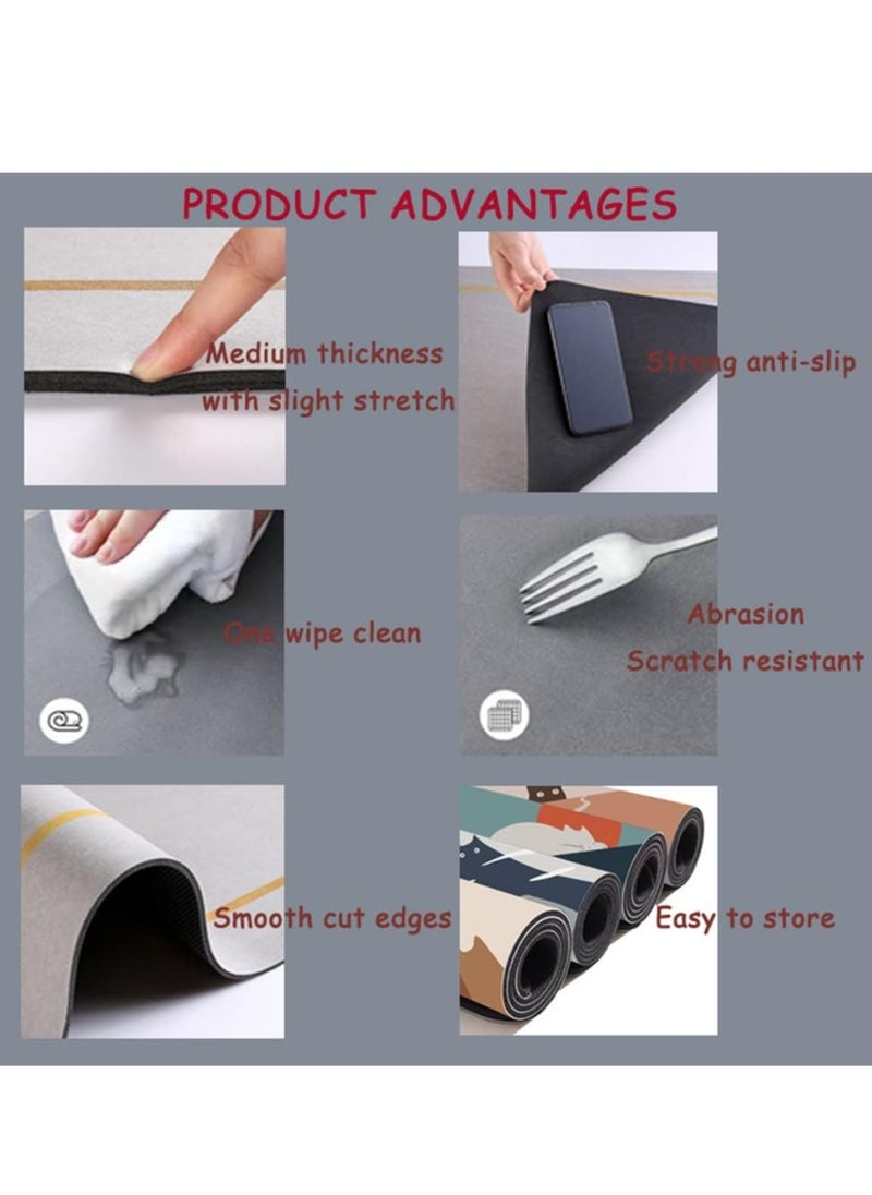 Quick-Drying Floor Mat, Bathroom Mat Water Absorption Microfiber Oval Soft and Thin Non Slip Mat 50x80CM