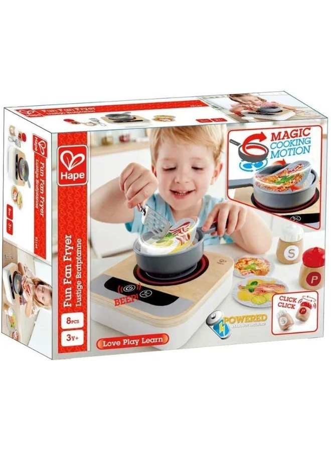 Hape Fun Fan Fryer | Wooden Tabletop Stove With Fan, Kitchen Playset For Preschoolers, Includes Salt And Pepper Shakers, Six Recipes And More, (Model: E3164), L: 6.9, W: 2.8, H: 6.9 Inch 17.5cm