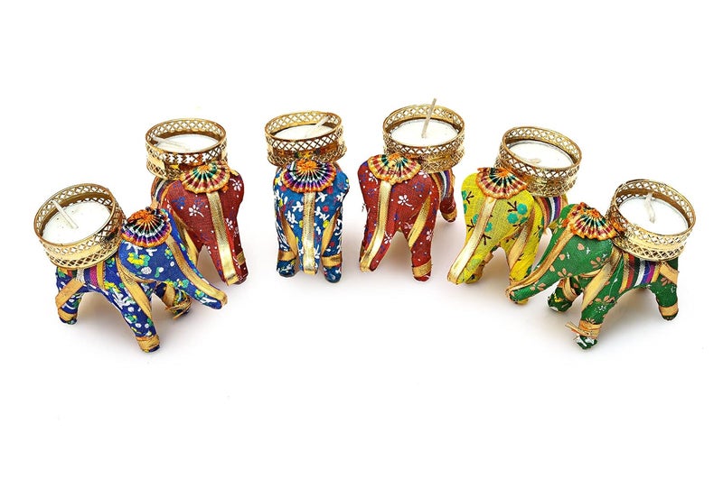 Pride Store Tealight Candle Holder for Home Decor Candle Diya Diwali Christmas New Year Gift Festival Decoration 35 Hour Burning Time Elephant Tealight Candle Pack of 6 - Image 3