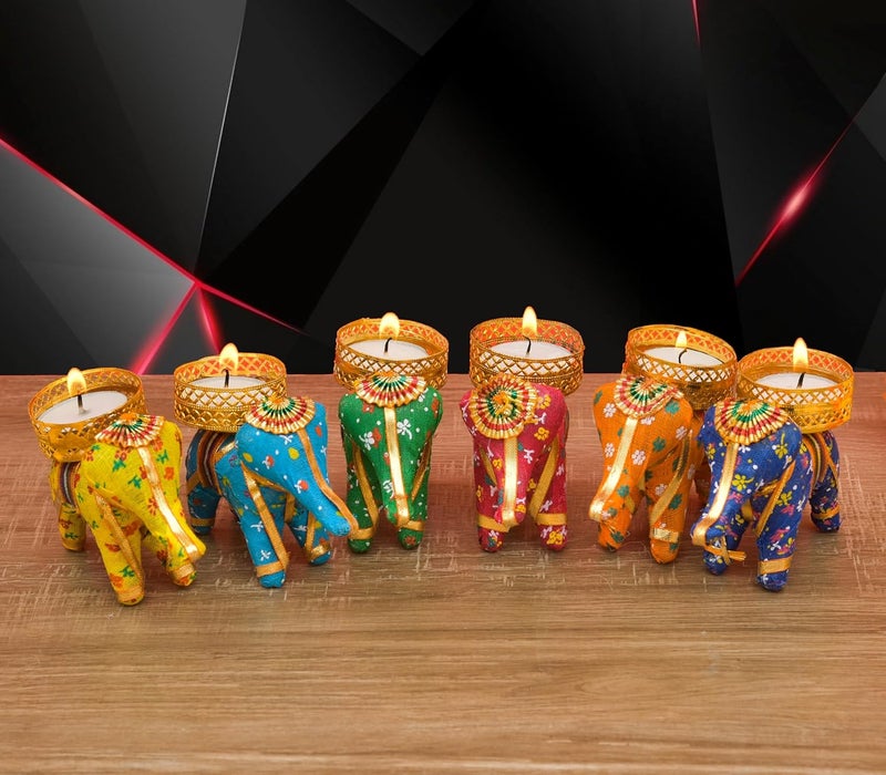 Pride Store Tealight Candle Holder for Home Decor Candle Diya Diwali Christmas New Year Gift Festival Decoration 35 Hour Burning Time Elephant Tealight Candle Pack of 6 - Image 4