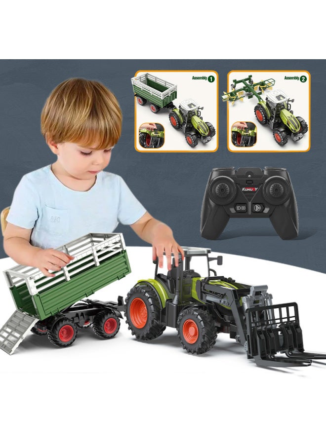 Electric Remote Control Farmer Engineering Vehicle Large Alloy Tractor Harvester Fertilizing Transport Toy Children's Loading Vehicle-Color:8 Wheel Alloy Sliding Farmer Car 9931HB  - Image 4