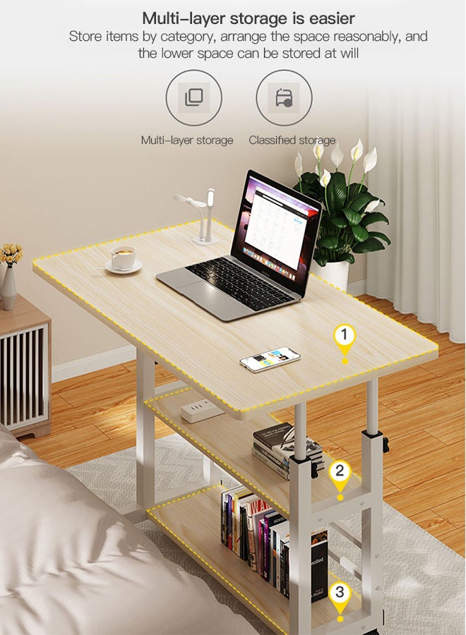 شاربدو Sharpdo طاولة جانبية لغرفة النوم، طاولة كمبيوتر محمولة للرفع، طاولة بجانب السرير مع بكرة - Image 5