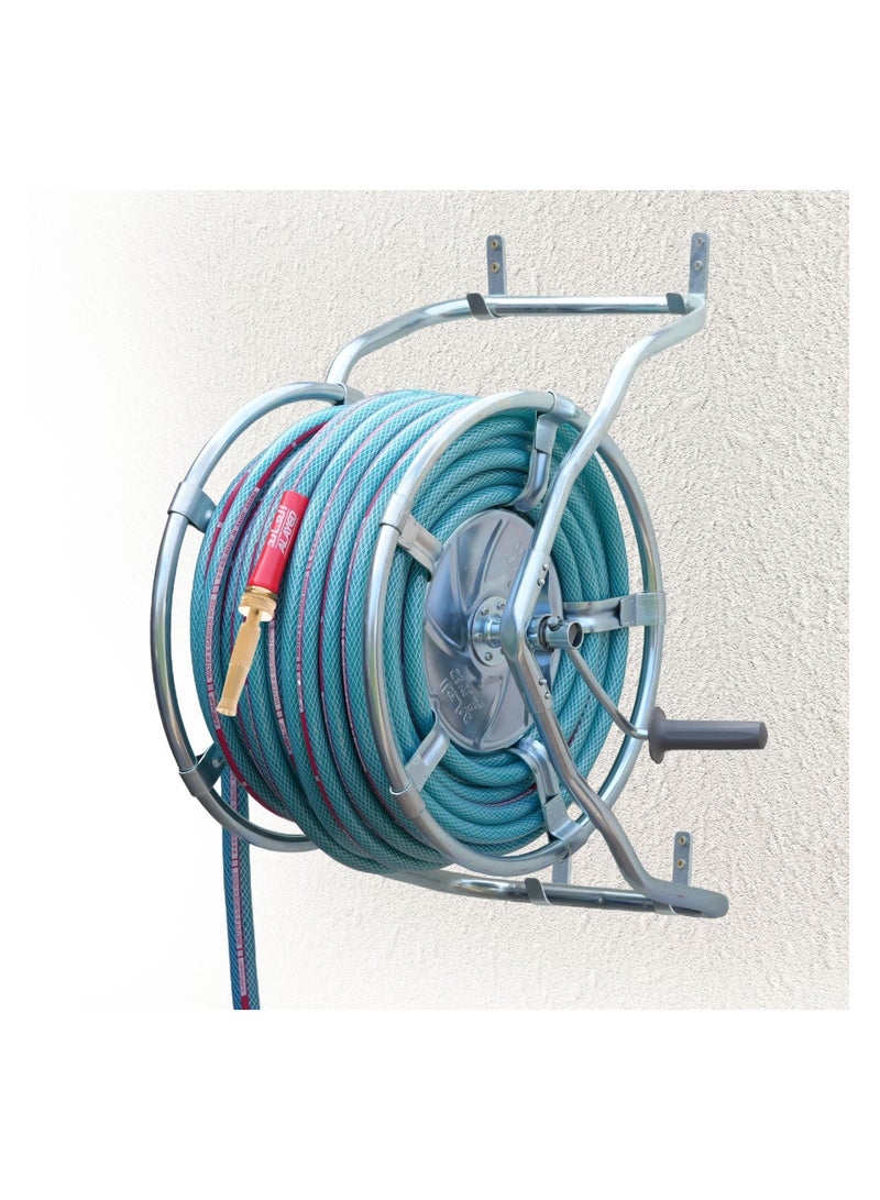 ALAYED  Steel Gardel Reel With Hose  And Sprayer 30M 3/4" - Image 1