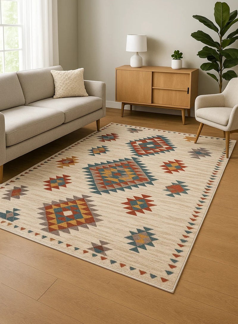 لوفت باتيك، سجادة خارجية، سجادة أريكة، سجادة معيشة، مقاس 160×235 سم، قماش، متعدد الألوان، صنع في مصر-1158X-Q1 - Image 1