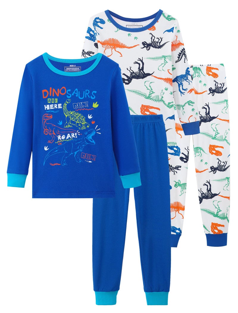 Mikrdoo Dinosaur Pajamas for Boys Pjs Size 6-7 Snug-Fit Long Sleeve Cotton Loungwear, Dinosaur - Image 1