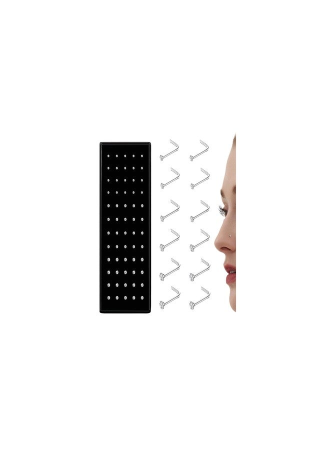 THUNARAZ 60-120pcs Stainless Steel Nose Studs Rings Piercing Pin Body Jewelry 20G-22G 1.5mm 2mm 2.5mm (H:60Pcs White CZ(1.5mm,2mm,2.5mm) 20G L Shaped) - Image 1