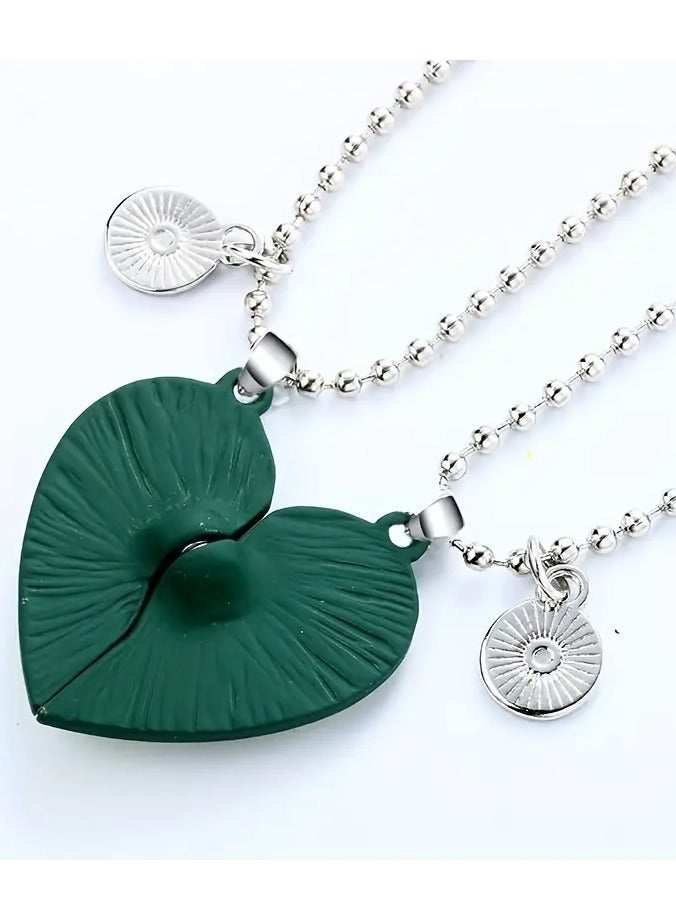 Goolsky 2pcs Cartoon Avocado & Letter Pendant Necklace – Cute Half Broken Heart Avocado Engraved BFF Jewelry, Adjustable Necklace Bracelet, Friends Matching Gift - Image 3