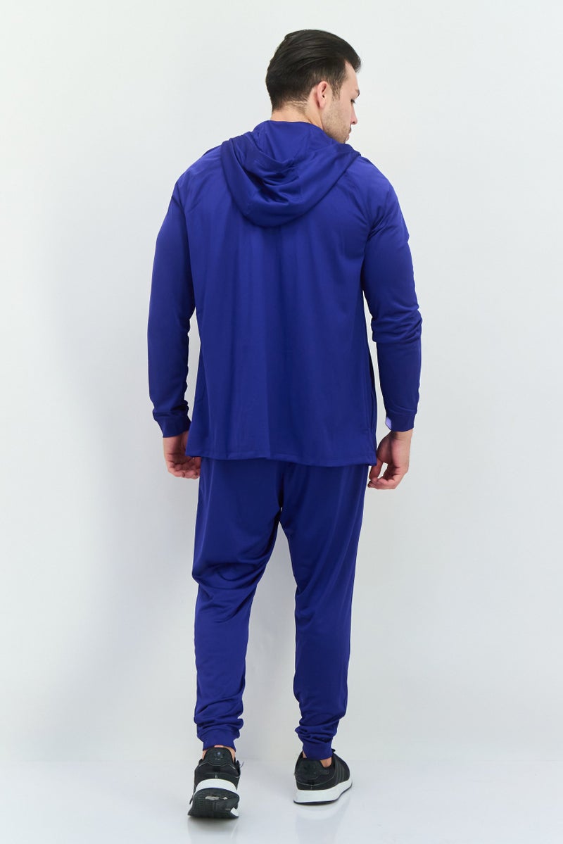 Nike بدلة رياضية للرجال بتصميم نحيف من قطعتين بشعار العلامة التجارية، أزرق - Image 4