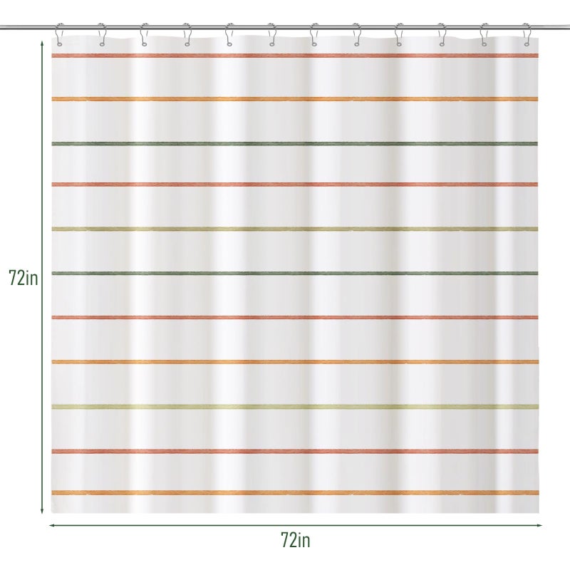 Treory Kids Boho Shower Curtain Set with Hooks, Minimalist Hand-Drawn Soft Pastel Stripes in Warm Earth Tones, Waterproof Fabric Shower Curtain for Modern Farmhouse Bathroom, 72" x 72" - Image 2