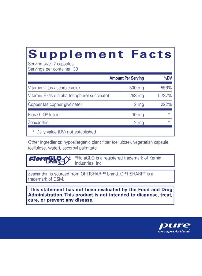 Pure Encapsulations Eyeprotect Basics Without Zinc ; Key Antioxidant Support For Eye Health ; 60 Capsules - Image 3
