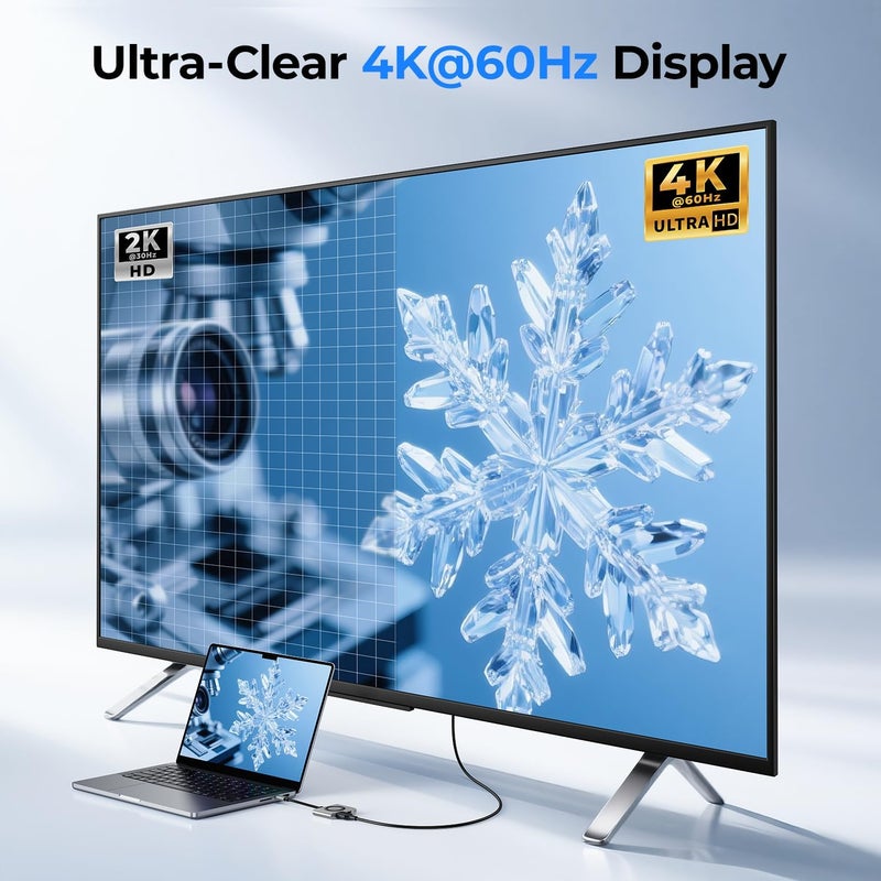 Raycue 2-in-1 USB C Hub, USB C to HDMI Adapter with HDMI 4K@60Hz & 100W PD Charging - Adapter for Laptop, MacBook, IPad (USB-C), iPhone 15/16, Tablets, Switch - Image 3