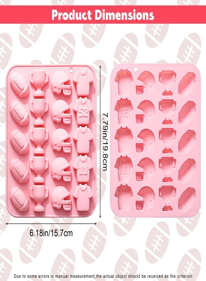 Ysqool Football Chocolate Mold,Sports Theme Silicone Mold, 20-Cavity Football Rugby Trophy Helmet Jersey Silicone Fondant Candy Baking Mould for Sport Themed Party Cake Cupcake Topper Sugar Paste Decorating - Image 2