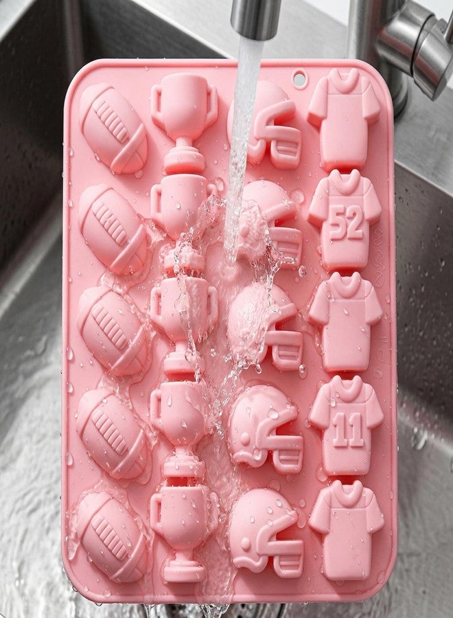 Ysqool Football Chocolate Mold,Sports Theme Silicone Mold, 20-Cavity Football Rugby Trophy Helmet Jersey Silicone Fondant Candy Baking Mould for Sport Themed Party Cake Cupcake Topper Sugar Paste Decorating - Image 3