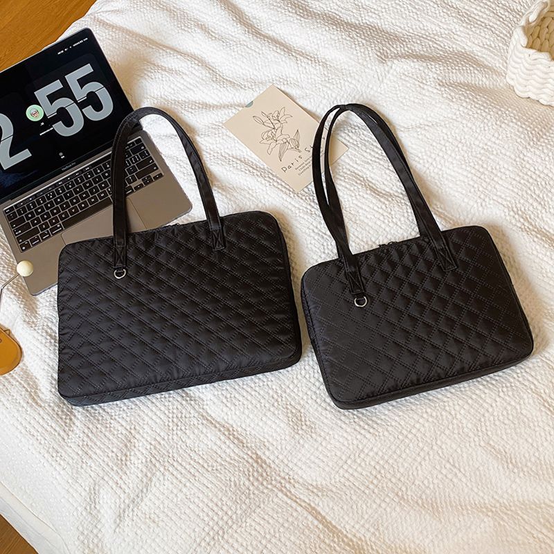 South Korea ins style cute girl 14-inch rhombus student laptop tablet bag 11-inch ipa liner bag Rose Red - Image 3