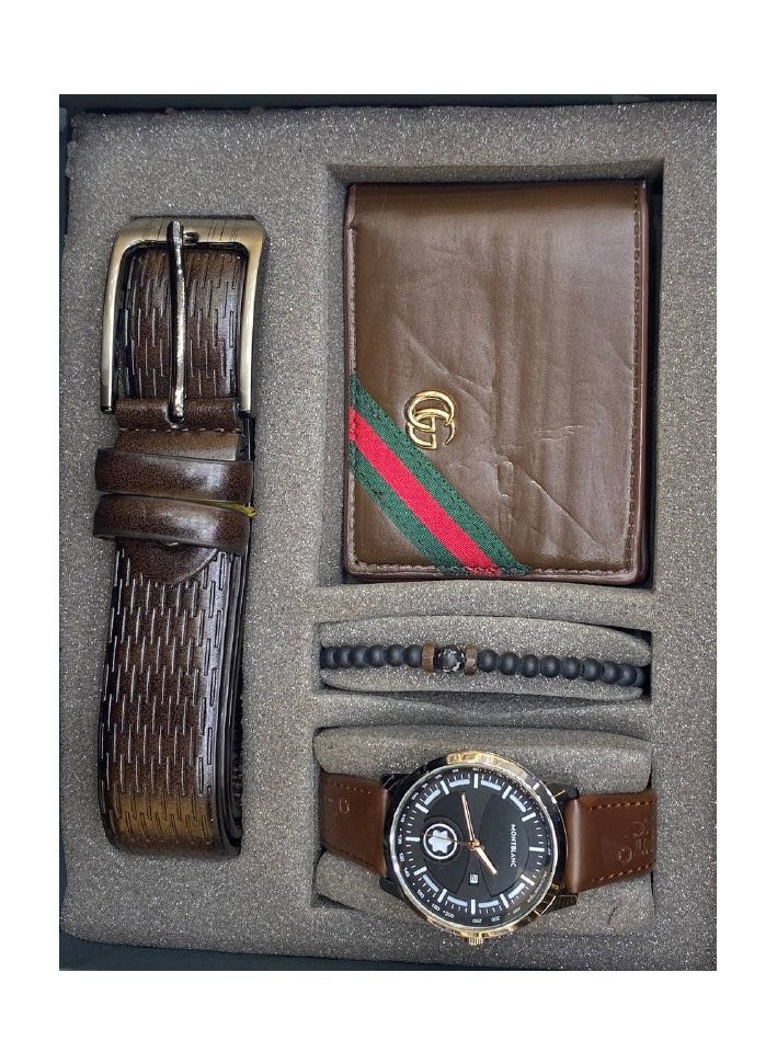 GUCCI - Men’s Luxury Gift Set - Watch, Wallet, Belt & Bracelet in Elegant Box - Perfect for Birthdays, Anniversaries, and Special Occasions - Image 1