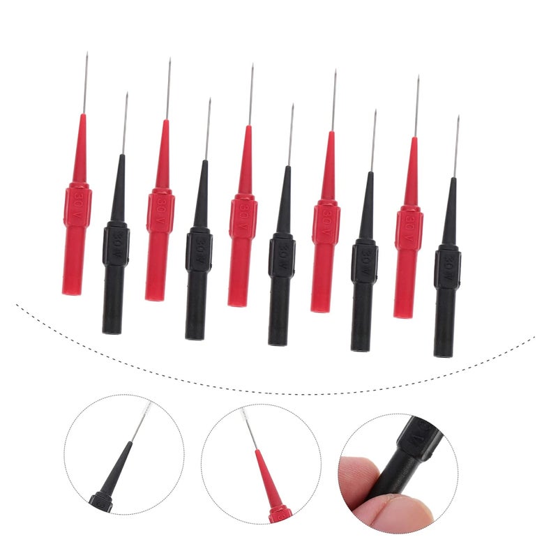 أدوات اختبار عامة للمتر المتعدد (Generic Multimeter Probes)، أدوات اختبار بنوع إبرة (Needle Test Probes)، 10 قطع، للاستخدام في الاختبارات الكهربائية كبديل لأجهزة قياس الجهد (Voltmeter)، سهلة الاستخدام. - Image 2