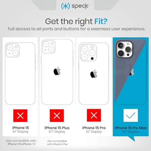 Speck MagSafe Case for iPhone 15 Pro Max - Drop & Camera Protection, Soft-Touch Secure Grip, Wireless Charging Compatible, Fits All 6.7 Inch Models Including iPhone 14 & 13 Pro Max - Grip Blue - Image 5