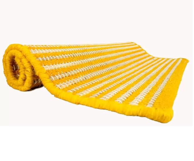 Achleshwar Kusha Aasan Set | Kusha Grass & Wool Meditation Mat with Lal Chandan Mala & Gomukhi | Ideal for Puja, Japa & Meditation | Spiritual & Comfortable | Yellow | 60 x 60 cm with Aasan Cover - Image 4