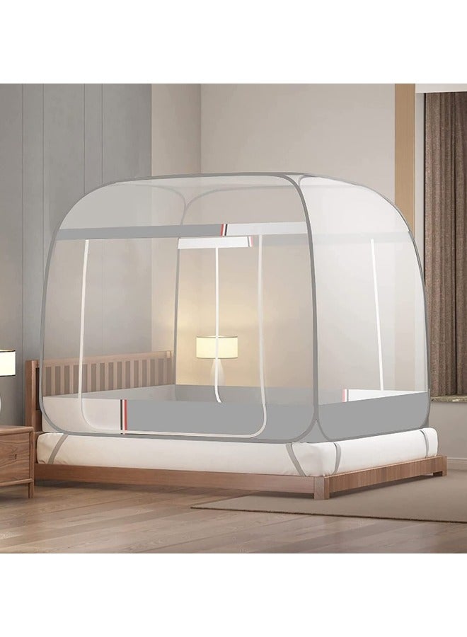 GGEROU Portable Mosquito Nets Mongolian Yurt Dome Net Free Installation and Folding Nets with Bottom,Breathable 180x200x165cm - Image 1