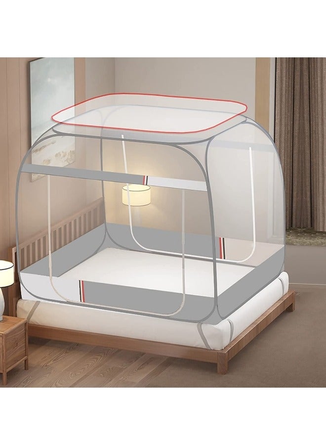 GGEROU Portable Mosquito Nets Mongolian Yurt Dome Net Free Installation and Folding Nets with Bottom,Breathable 180x200x165cm - Image 2