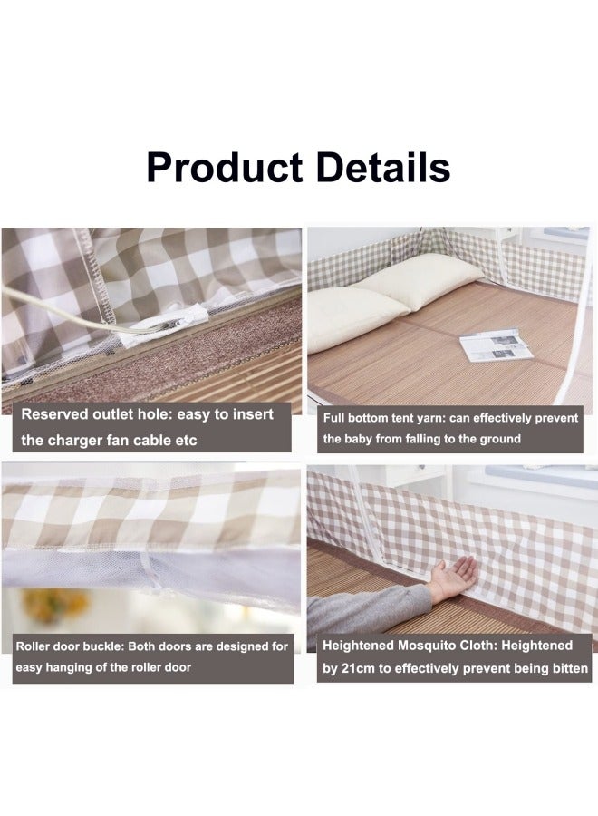 GGEROU Portable Mosquito Nets Mongolian Yurt Dome Net Free Installation and Folding Nets with Bottom,Breathable 180x200x165cm - Image 3