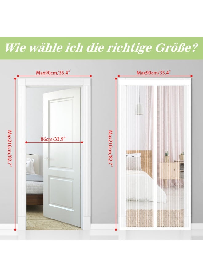 Balcony Door Fly Screen, Magnetic Insect Protection for Doors, Mosquito Net, 90 x 210cm, Scratch-Resistant, No Drilling, Stronger Magnetic Force, Magnetic Curtain for Balcony/Patio Door (White) - Image 5
