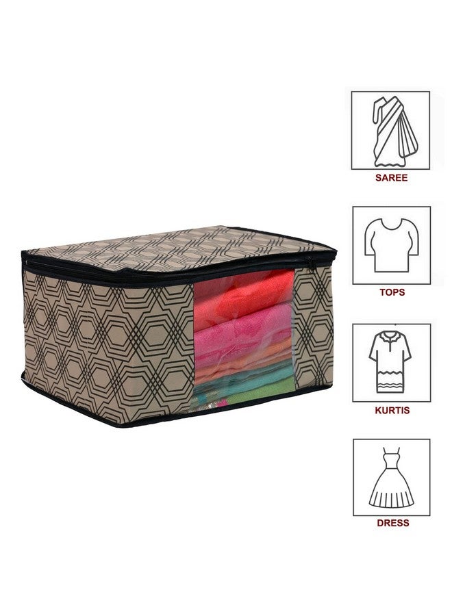 Kuber Industries Honeycomb Print Non-Woven Foldable Saree Cover|Clothes For Home & Traveling With Transparent, Extra Large Pack of 3 (Multicolor) - Image 5