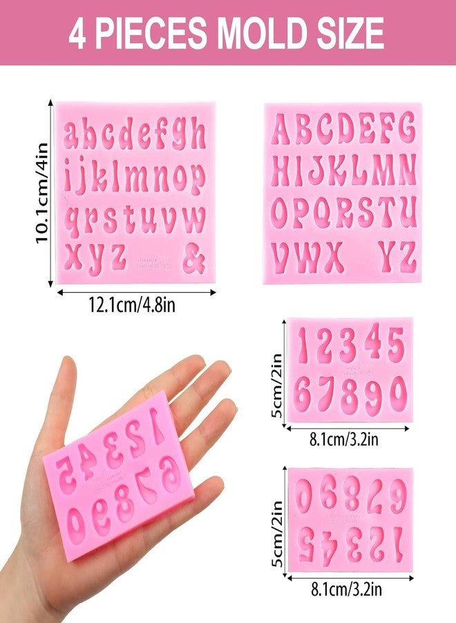 QEEYON 4Pcs Silicone Letter Molds for Chocolate, Mini 26 Letter and 0-9 Numbers Moulds, BPA-Free Edible Alphabet Fondant Molds for Cake Decorating Baking Candy Gummy Ice Cube Tray - Image 2