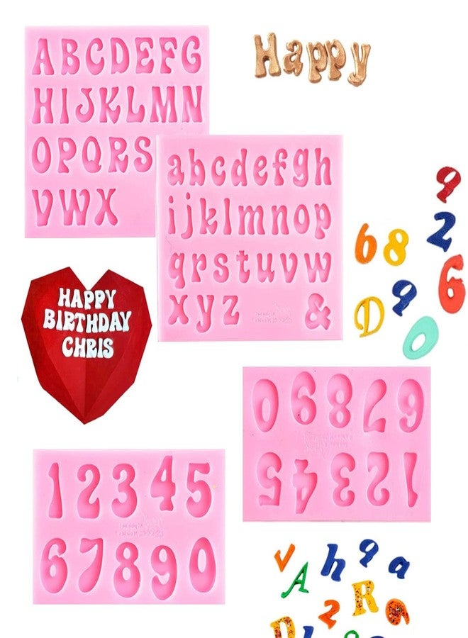 QEEYON 4Pcs Silicone Letter Molds for Chocolate, Mini 26 Letter and 0-9 Numbers Moulds, BPA-Free Edible Alphabet Fondant Molds for Cake Decorating Baking Candy Gummy Ice Cube Tray - Image 1