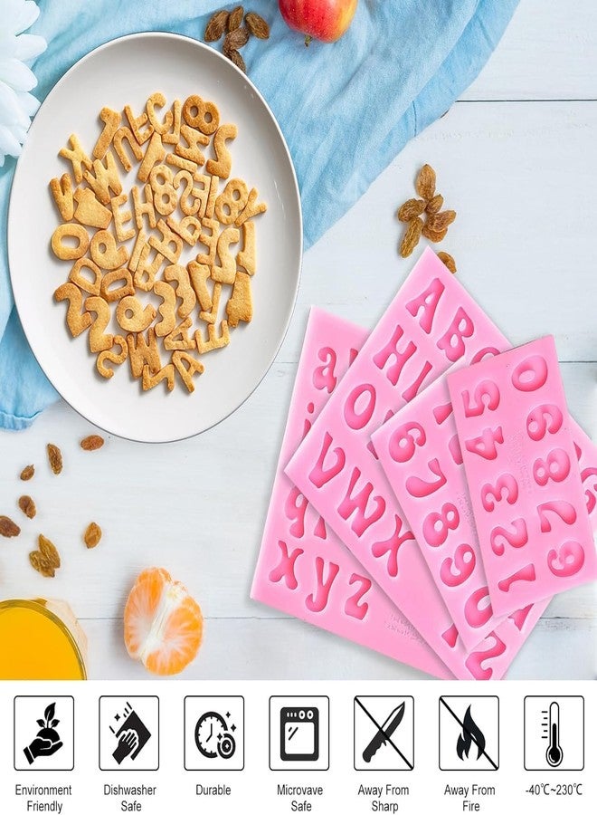 QEEYON 4Pcs Silicone Letter Molds for Chocolate, Mini 26 Letter and 0-9 Numbers Moulds, BPA-Free Edible Alphabet Fondant Molds for Cake Decorating Baking Candy Gummy Ice Cube Tray - Image 3