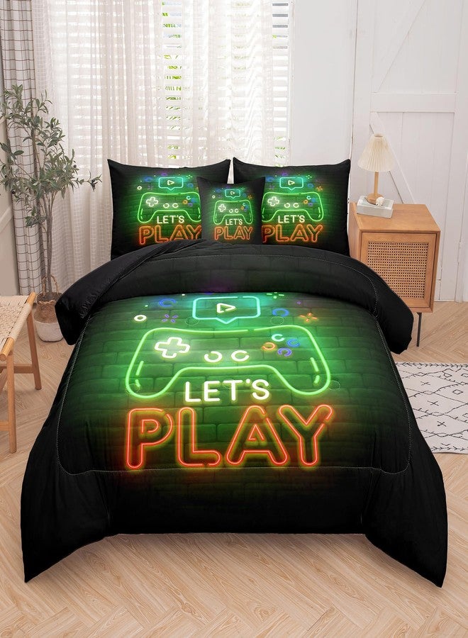 NINENINE Gaming Bedding Gaming Comforter Sets for Boys,6PCS Full Size Bedding Set for Boys,Gaming Contoller Bedding Sets(1Comforter,1Flat Sheet,1Fitted Sheet,1Cushion Cover,2Pillowcases) - Image 1