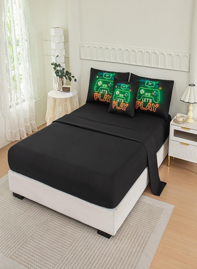 NINENINE Gaming Bedding Gaming Comforter Sets for Boys,6PCS Full Size Bedding Set for Boys,Gaming Contoller Bedding Sets(1Comforter,1Flat Sheet,1Fitted Sheet,1Cushion Cover,2Pillowcases) - Image 5