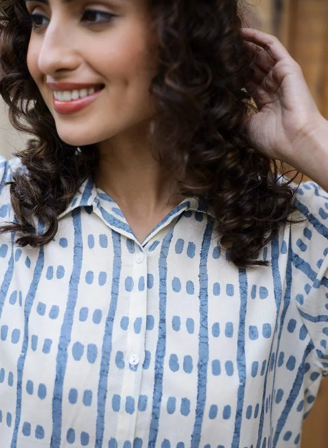 sanskrutihomes sanskrutihomes Pure Cotton Dotted Row Shirt and Pyjama Set