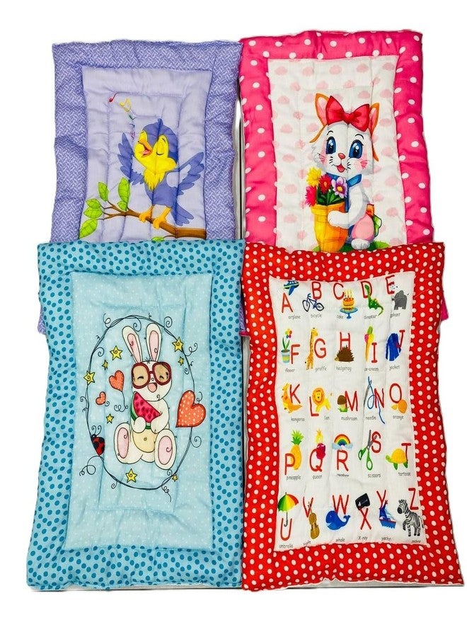 RUMPES New Born Baby Godadi Pack of 4 Combo Set Soft Cotton Baby godi| Godari | Baby Bed | Crib Sheet | Bedding Set | Multicolor(Set of 4) (Purple,Pink,Blue,RED) - Image 1