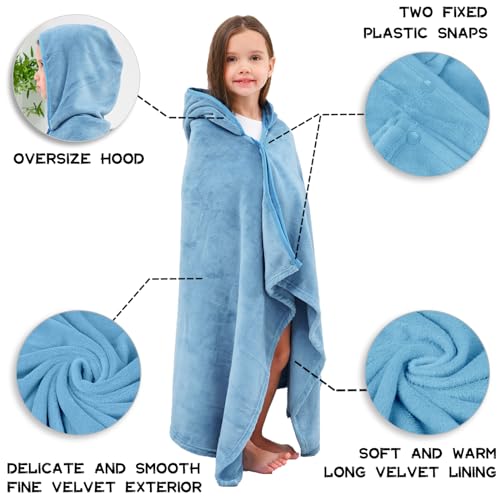 Hiturbo Kids Hooded Bath Towel: Soft Plush Pool Beach Fleece Towel Blanket - 50"x30" Toddler Towels Wrap for Boys Girls 3-12 Years (Blue) - Image 3