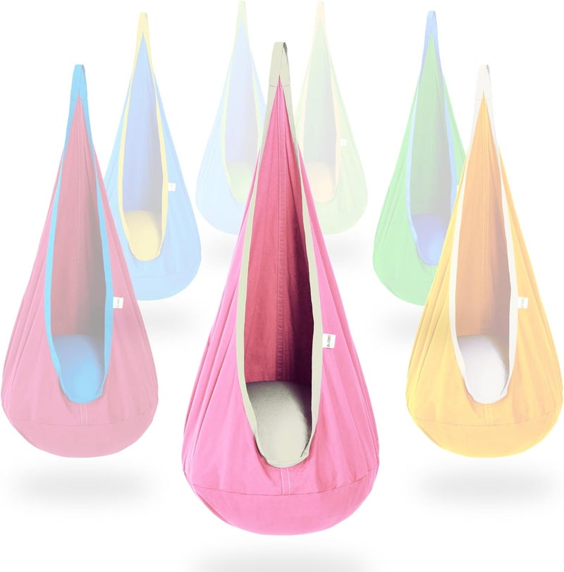 OUTREE Kids Pod Swing Seat, Cotton Child Hammock Swing Chair,Sensory Swing for Indoor and Outdoor Use, Pink - Image 1