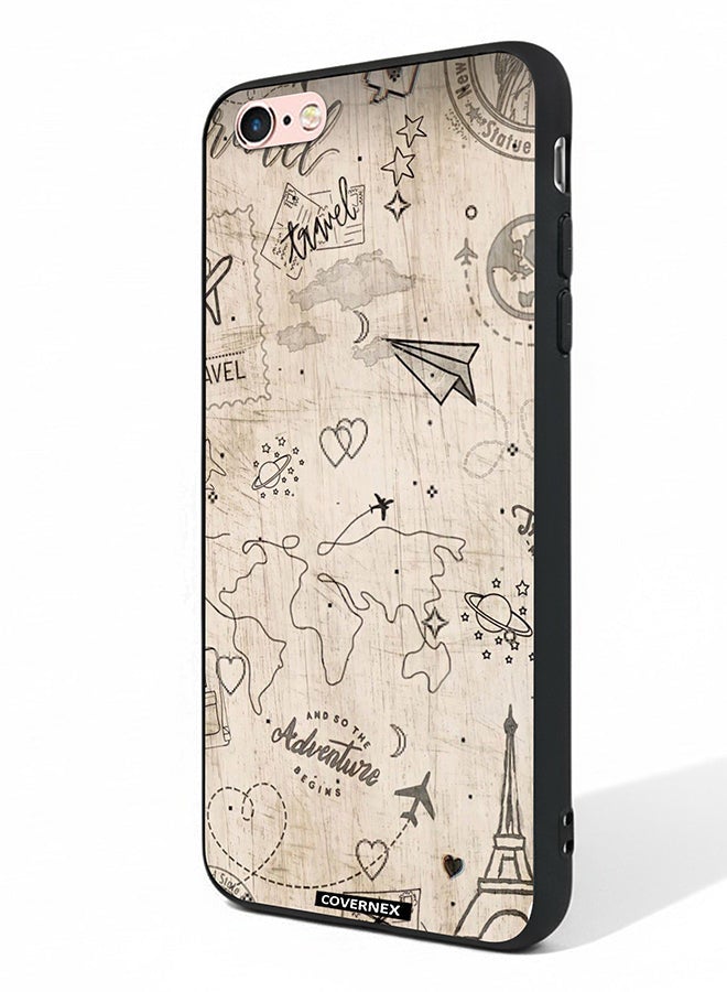 Covernex Apple iPhone 6s Protective Case Cover Printed Featuring Wonderlust Sketch World Map - Image 1