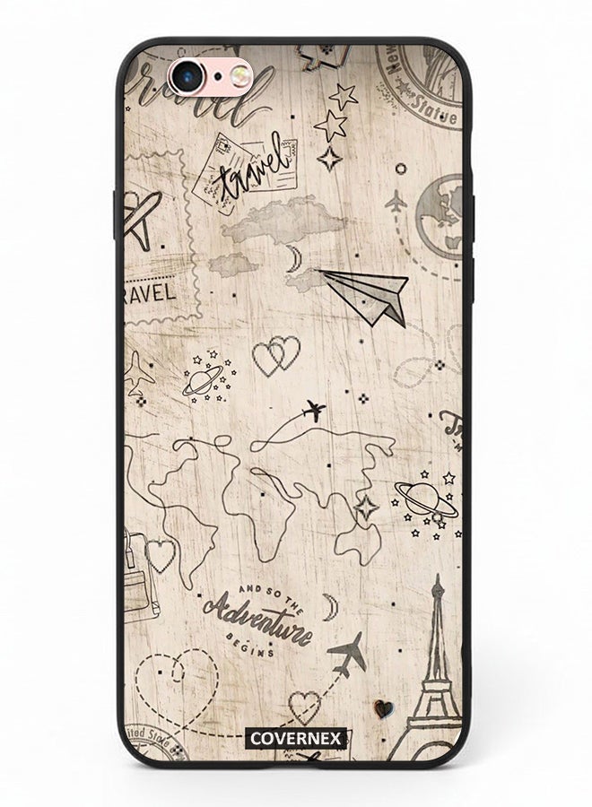 Covernex Apple iPhone 6s Protective Case Cover Printed Featuring Wonderlust Sketch World Map - Image 2