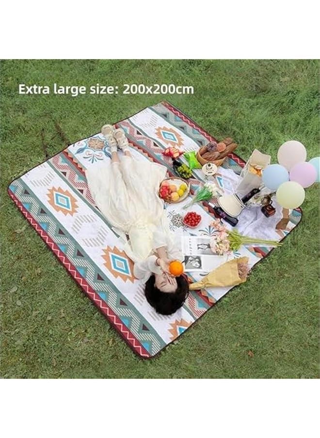 HOOKOR Extra Large Picnic Mat,Outdoor Waterproof Fordable Camping Mat Sandproof Portable Beach Mat 200x200cm Lightweight Folding Camping Rug for Hiking Festivals on Grass  - Image 3