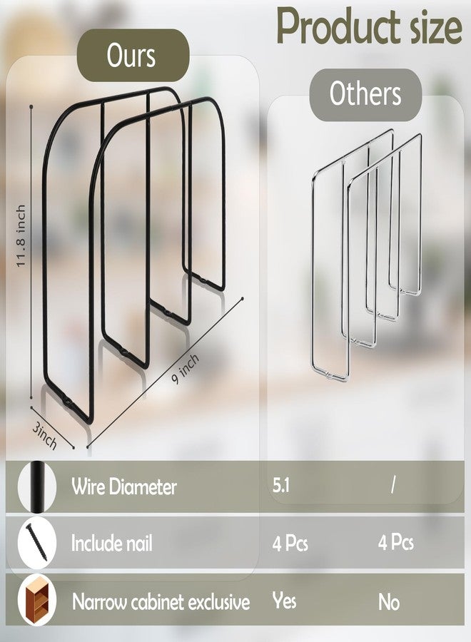WANGDEFA 2 Pack Base Cabinet Tray Dividers 11.8 * 9 * 3inch Baking Sheet Organizer Rack Cookie Sheet Organizer Narrow U-shaped Wire Tray Divider Steel Cookware Holder with 3 Slots for Narrow cabinet - Image 2