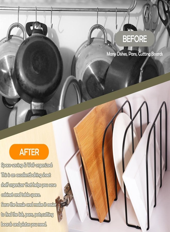 WANGDEFA 2 Pack Base Cabinet Tray Dividers 11.8 * 9 * 3inch Baking Sheet Organizer Rack Cookie Sheet Organizer Narrow U-shaped Wire Tray Divider Steel Cookware Holder with 3 Slots for Narrow cabinet - Image 4