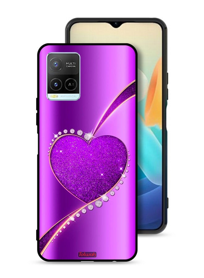 Tolwak غطاء حماية لهاتف فيفو Y21 بتصميم قلب لامع - Image 1
