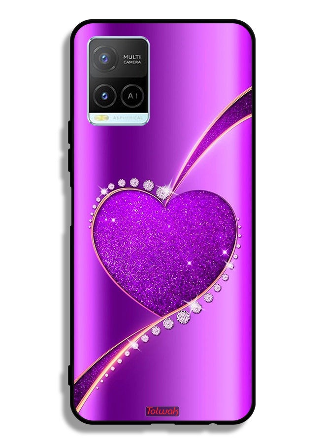 Tolwak غطاء حماية لهاتف فيفو Y21 بتصميم قلب لامع - Image 2